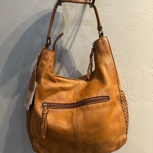 India Boutique Tan Leather Hobo Bag